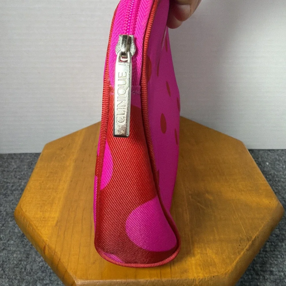 Clinique x Kate Spade Cosmetic Makeup Bag Pink Polka Dots Travel‎ Vacation